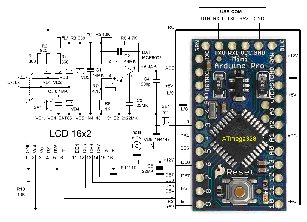 принцириальная схема измерителя емкости конденсаторов СМ9601А circuit