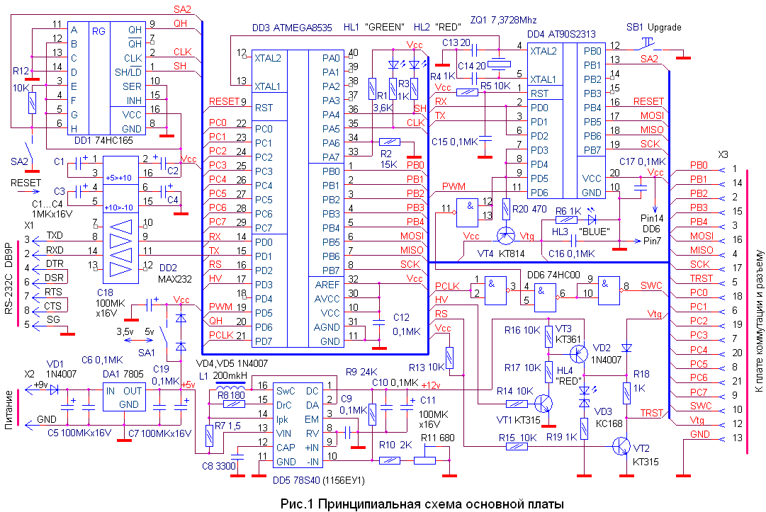 Программатор для контроллеров Atmel AVR в корпусе DIP28